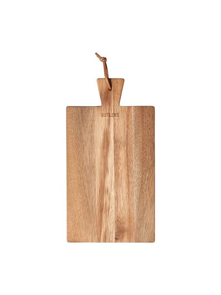 Doska na krájanie z akáciového dreva s koženým pútkom Cutting Crew, rôzne veľkosti, Svetlé drevo, D 43 x Š 24 cm
