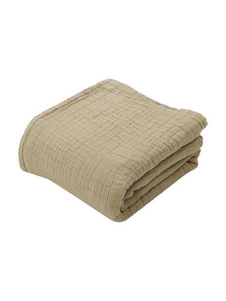 Tagesdecke Liv aus weichem Baumwollmusselin, 100% Baumwolle, Hellbraun, Beige, B 180 x L 260 cm (für Betten bis 140 x 200 cm)