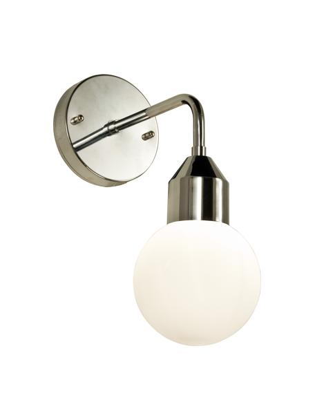 Nástenná lampa do kúpeľne so skleneným tienidlom Florens, Odtiene striebornej, biela, Š 12 x H 25 cm