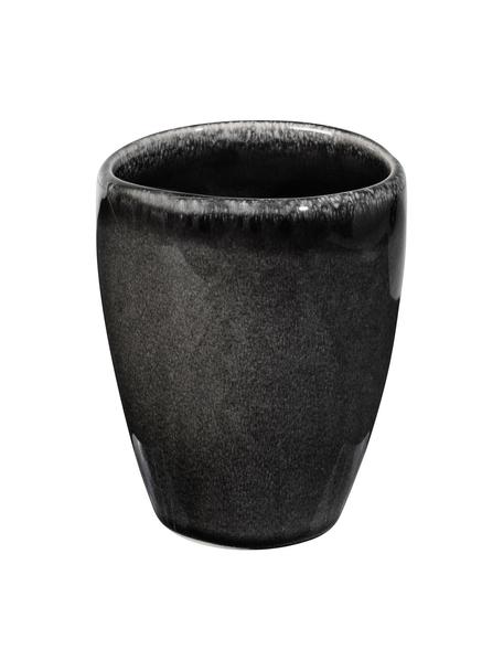 Ručně vyrobené pohárky Nordic Coal, 6 ks, Kamenina, Antracitová, Ø 8 cm, V 10 cm, 250 ml
