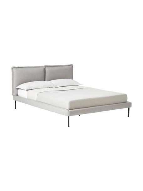 Lit matelassé Amelia, Tissu gris clair, larg. 140 x long. 200 cm