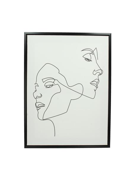 Cuadro sobre lienzo enmarcado Opal, Blanco, negro, An 45 x Al 60 cm