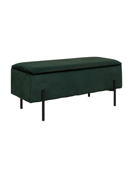 Sametová čalouněná lavice s úložným prostorem Woldorf, Tmavě zelená, Š 95 cm, V 46 cm