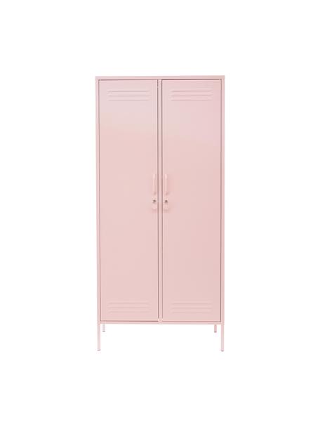 Malá šatní skříň Twinny, Ocel s práškovým nástřikem, Pudrově růžová, Š 85 cm, V 183 cm