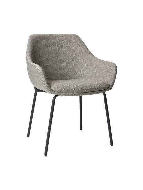Krzesło tapicerowane z metalowymi nogami Haley, Tapicerka: 100% polipropylen, Stelaż: sklejka, Nogi: metal powlekany, Beżowoszara tkanina, S 59 x G 61 cm