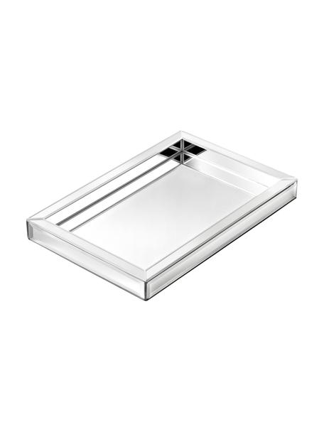 Decoratief dienblad Melvin met spiegeleffect, Dienblad: glas, MDF, Onderzijde: fluweel (100 % polyester), Chroomkleurig, B 30 x D 20 cm