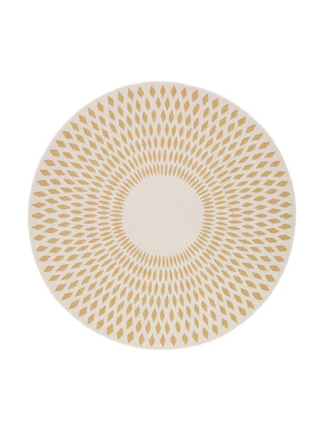 Okrągły dywan wewnętrzny/zewnętrzny z efektem sizalu Diamond, 100% polipropylen, Żółty, kremowobiały, Ø 160 cm (Rozmiar L)