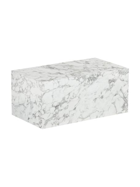 Konferenčný stolík s mramorovým vzhľadom Lesley, MDF-doska pokrytá melamínovou fóliou, Biela, mramorovaná, lesklá, Š 90 x H 50 cm