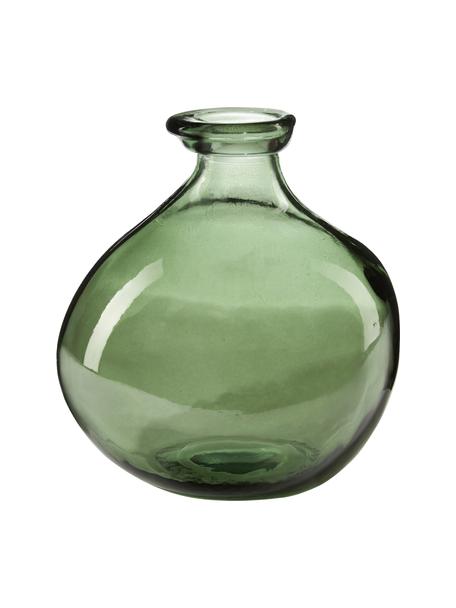 Flessenvaas Dina in groen, Gerecycled glas, GRS-gecertificeerd, Groen, Ø 16 x H 18 cm