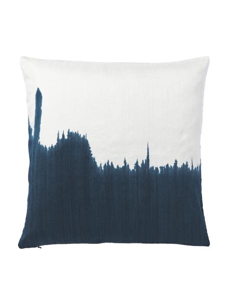 Poszewka na poduszkę z bawełny i jedwabiu Aryane, Niebieski, biały, S 45 x D 45 cm