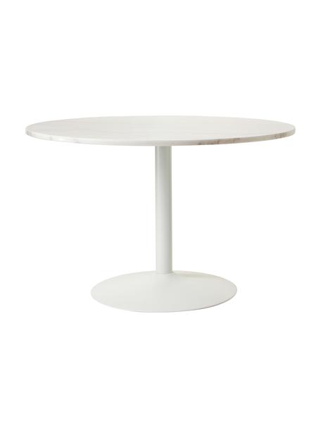 Tavolo ovale in marmo Miley, 120 x 90 cm, Struttura: metallo verniciato a polv, Bianco marmorizzato, Larg. 120 x Prof. 90 cm