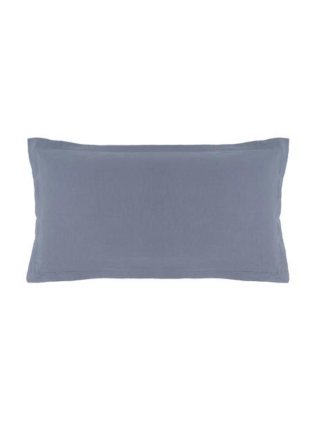 Poszewka na poduszkę z lnu z efektem sprania Nature, 2 szt., Niebieski, S 40 x D 80 cm