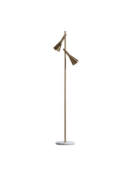 Stehlampe Body, Lampenfuß: Marmor, Messingfarben, Weiß, marmoriert, Ø 27 x H 158 cm