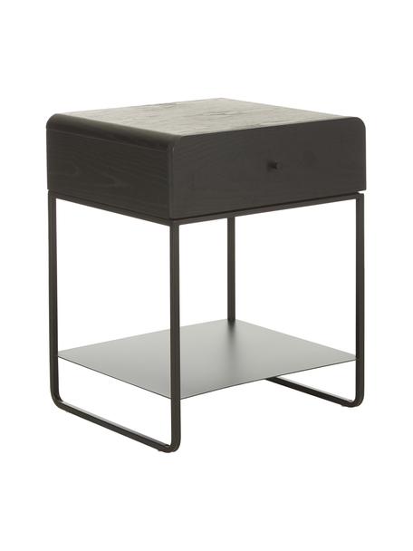 Comodino con cassetto Sally, Struttura: metallo verniciato a polv, Nero, Larg. 45 x Lung. 58 cm