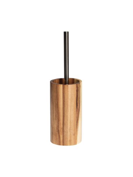Scopino in legno di acacia Wood, Contenitore: legno d'acacia, Manico: plastica effetto acciaio, Legno di acacia, argentato, Ø 10 x Alt. 36 cm