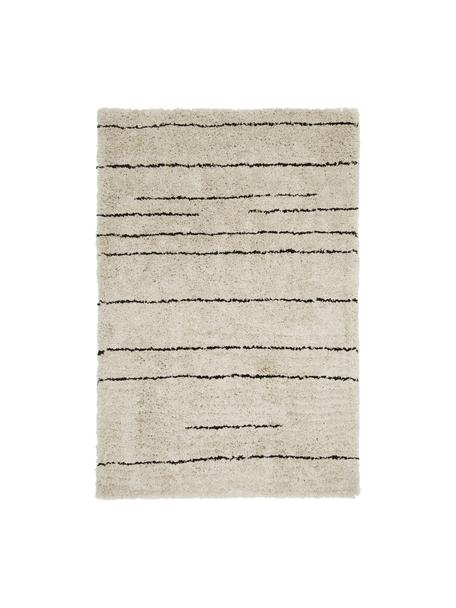Puszysty ręcznie tuftowany dywan z długim włosiem Dunya, Beżowy, czarny, S 120 x D 180 cm (Rozmiar S)