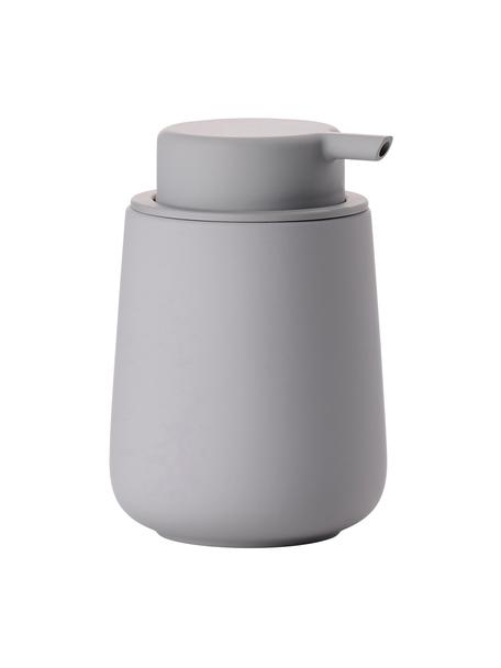 Dosificador de jabón de porcelana Nova One, Recipiente: porcelana, Dosificador: plástico, Gris, Ø 8 x Al 12 cm