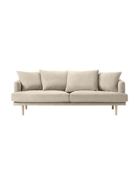 Sofa Adrian (3-Sitzer), Bezug: 47 % Viskose, 23 % Baumwo, Gestell: Sperrholz, Füße: Eichenholz, geölt, Webstoff Dunkelbeige, B 214 x H 79 cm