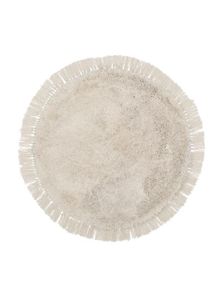 Fluffy rond hoogpolig vloerkleed Dreamy met franjes, 100% polyester, gerecycled, Crème, Ø 200 cm (maat L)