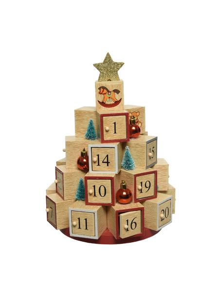 Adventskalender Mona aus Holz, Mitteldichte Holzfaserplatte (MDF), beschichtet, Helles Holz, Ø 18 x H 29 cm