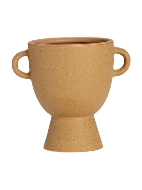 Design-Vase Beata aus Steingut, Steingut, Hellbraun, B 20 x H 18 cm