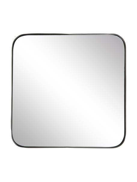 Specchio quadrato da parete con cornice in metallo nero Ivy, Cornice: metallo, verniciato a pol, Retro: pannelli di fibra a media, Superficie dello specchio: lastra di vetro, Nero, Larg. 55 x Alt. 55 cm
