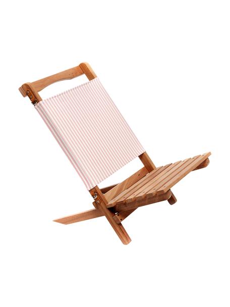 Klappbarer Liegestuhl Lauren's, Rückenlehne: 50 % Baumwolle, 50 % Poly, Gestell: Holz, Rosa, Weiß, B 41 x H 58 cm