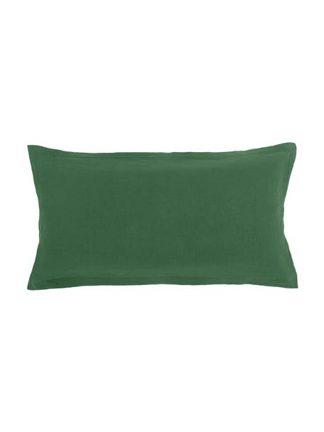 Poszewka na poduszkę z lnu z efektem sprania Nature, 2 szt., Ciemny zielony, S 40 x D 80 cm