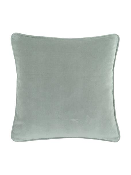 Einfarbige Samt-Kissenhülle Dana, 100% Baumwollsamt, Salbeigrün, B 40 x L 40 cm