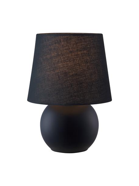 Lampada da comodino in ceramica nera Isla, Paralume: cotone, Base della lampada: ceramica, Nero, Ø 16 x Alt. 22 cm
