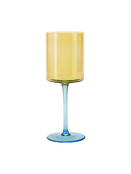 Weingläser Lilly in Gelb/Blau, 2 Stück, Glas, Gelb, Hellblau, Ø 9 x H 24 cm, 430 ml
