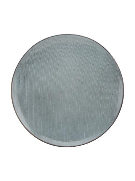 Ručně vyrobený mělký talíř Nordic Sea, 4 ks, Kamenina, Odstíny šedé a modré, Ø 26 cm