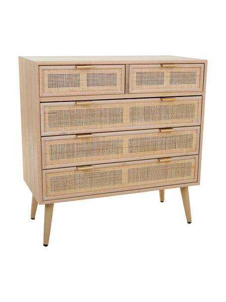 Cómoda de madera Cayetana, Estructura: tablero de fibras de dens, Patas: madera de bambú pintada, Madera, bambú barnizado, An 80 x Al 81 cm