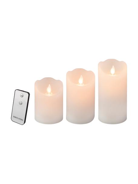 Batteriebetriebenes LED-Kerzen-Set Beno, 3 Stück, Wachs, Weiß, Set mit verschiedenen Größen