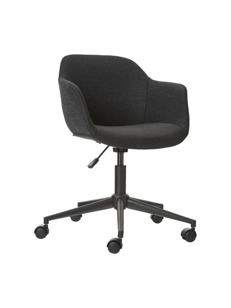 Gestoffeerde bureaustoel Fiji met een smalle zitschaal, Bekleding: 100% polyester, Frame: gepoedercoat metaal, Wieltjes: kunststof, Geweven stof zwart, B 66 x H 66 cm