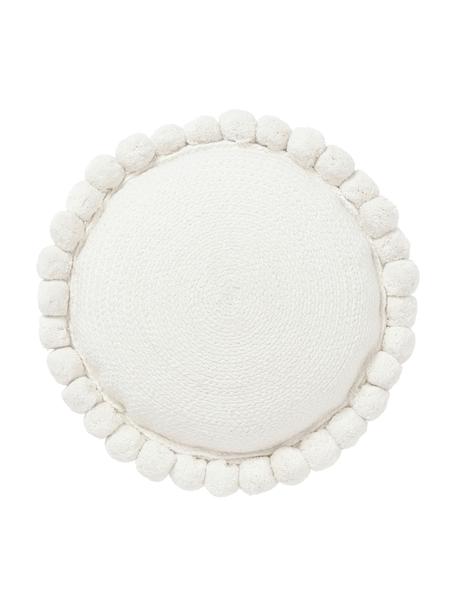 Poduszka dekoracyjna z pomponami Deva, Biały, Ø 40 cm