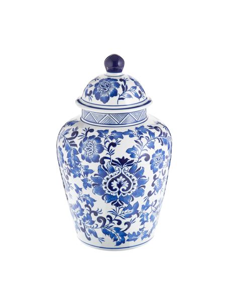 Grand vase en porcelaine avec couvercle Annabelle, Porcelaine, Blanc, bleu, Ø 20 x haut. 35 cm