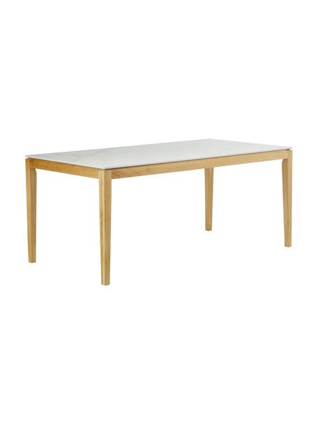 Tavolo con piano in ceramica effetto marmo Jackson, 180 x 90 cm, Bianco effetto marmo, Larg. 180 x Prof. 90 cm