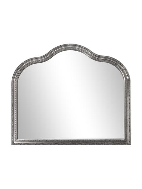 Barock-Wandspiegel Muriel mit silbernem Holzrahmen, Rahmen: Massivholz, beschichtet, Rückseite: Mitteldichte Holzfaserpla, Spiegelfläche: Spiegelglas, Silber, B 90 x H 77 cm