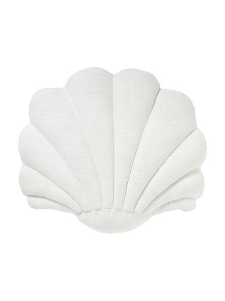Leinen-Kissen Shell in Muschelform, Vorderseite: 100 % Leinen, Rückseite: 100 % Baumwolle, Cremeweiss, B 34 x L 38 cm