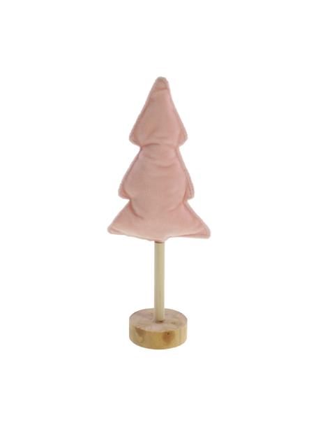 Samt-Deko-Baum Mikka, Aufsatz: Polyestersamt, Fuß: Holz, Rosa, Helles Holz, B 11 x H 27 cm