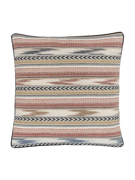 Poszewka na poduszkę z bawełny w stylu etno Maja, 100% bawełna, Beżowy, wielobarwny, we wzór, S 45 x D 45 cm