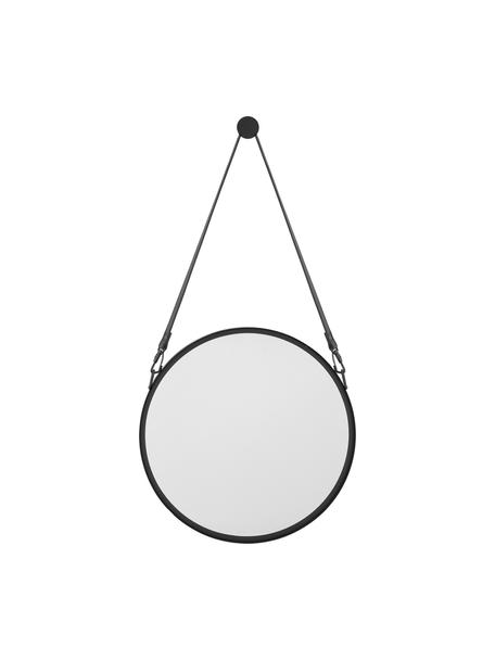 Okrągłe lustro ścienne z metalową ramą i zawieszką Liz, Czarny, S 55 x W 100 cm