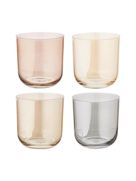 Verres à eau peints main Polka, 4 élém., Verre, Tons jaunes, gris, Ø 9 x haut. 9 cm, 420 ml
