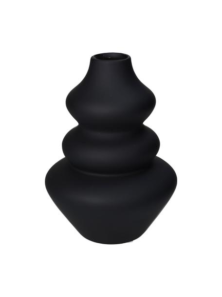 Vase design de forme organique Thena, Grès cérame, Noir, Ø 15 x haut. 20 cm