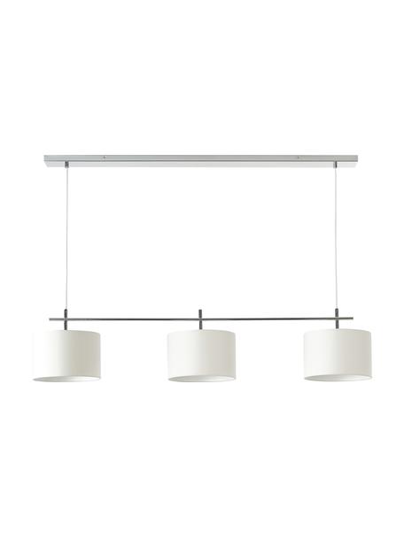 Große Pendelleuchte Liara, Gestell: Metall, gebürstet, Baldachin: Metall, gebürstet, Weiß, Chromfarben, B 140 x H 90 cm