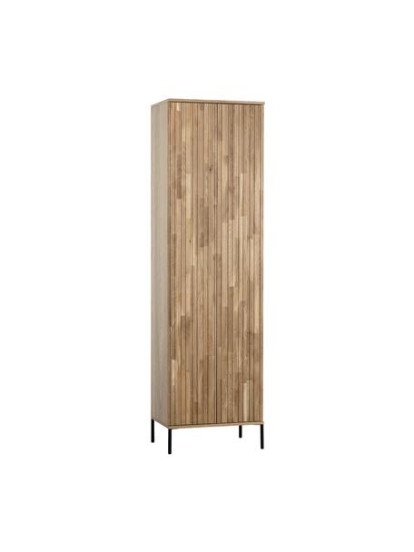Schrank Avourio mit geriffelter Front aus Eichenholz, Korpus: Eichenholz, FSC-zertifizi, Füße: Metall, beschichtet, Eichenholz, B 60 x H 210 cm