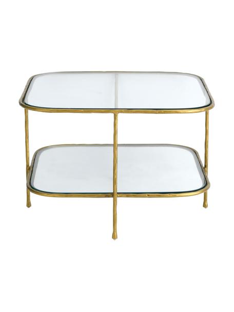 Tavolino da salotto dorato con vetro Petit, Struttura: metallo rivestito, Dorato, trasparente, Larg. 61 x Alt. 41 cm