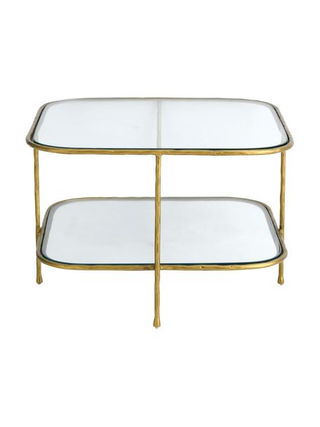 Tavolino da salotto con vetro Petit, Struttura: metallo rivestito, Dorato, Larg. 61 x Prof. 61 cm