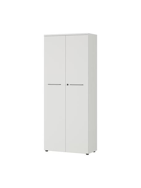 Abschließbarer Holz-Büroschrank Vestaro, Korpus: Spanplatte, melaminbeschi, Front: Spanplatte, melaminbeschi, Griffe: Metall, pulverbeschichtet, Füße: Kunststoff, Hellgrau, B 80 x H 197 cm